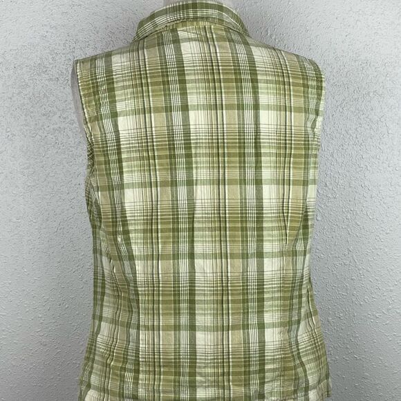 Pre-Owed Lemon Grass Studio Womens Green Plaid Short Sleeve Button Down Size L - Picture 4 of 5